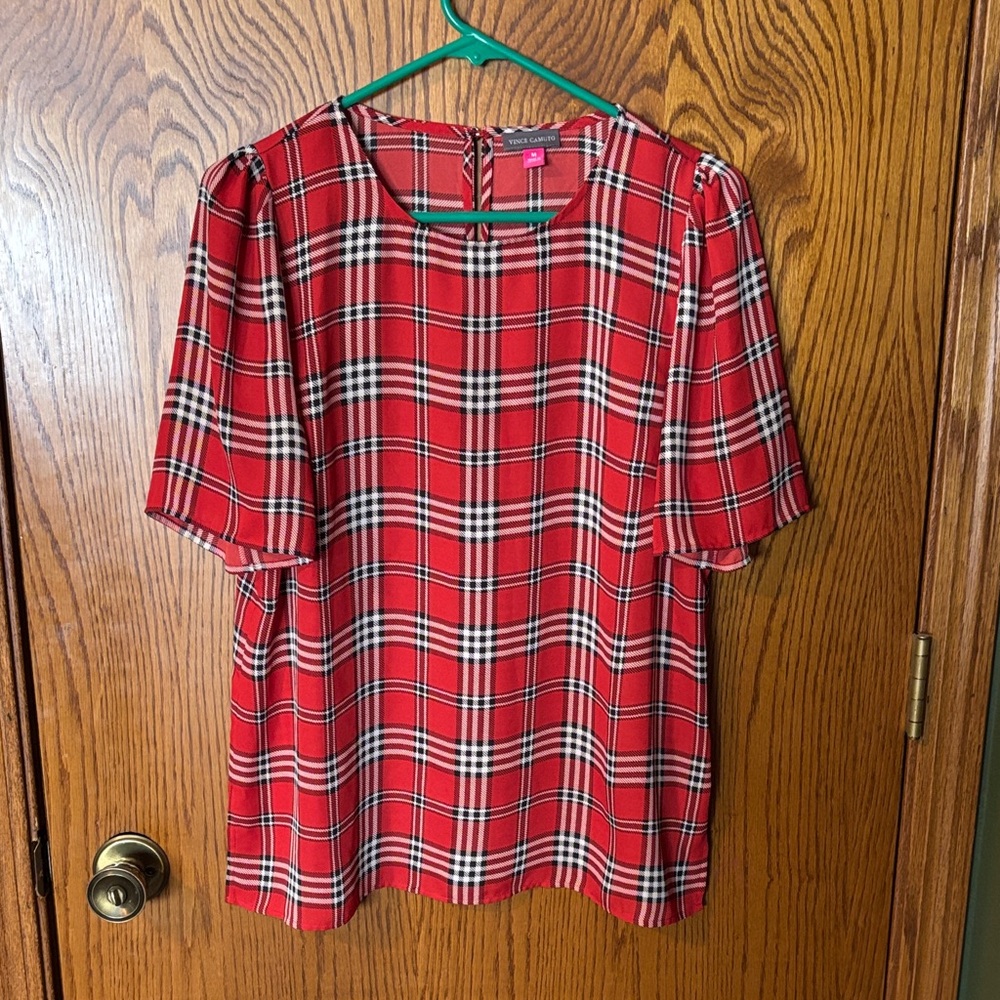 Vince Camuto Red Plaid Blouse